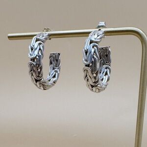 Sterling Silver Byzantine Hoop Earrings